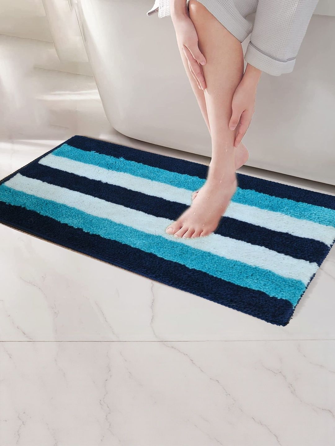 RJVT Turquoise Blue Microfibre 1400 GSM Bath Rugs-image-43