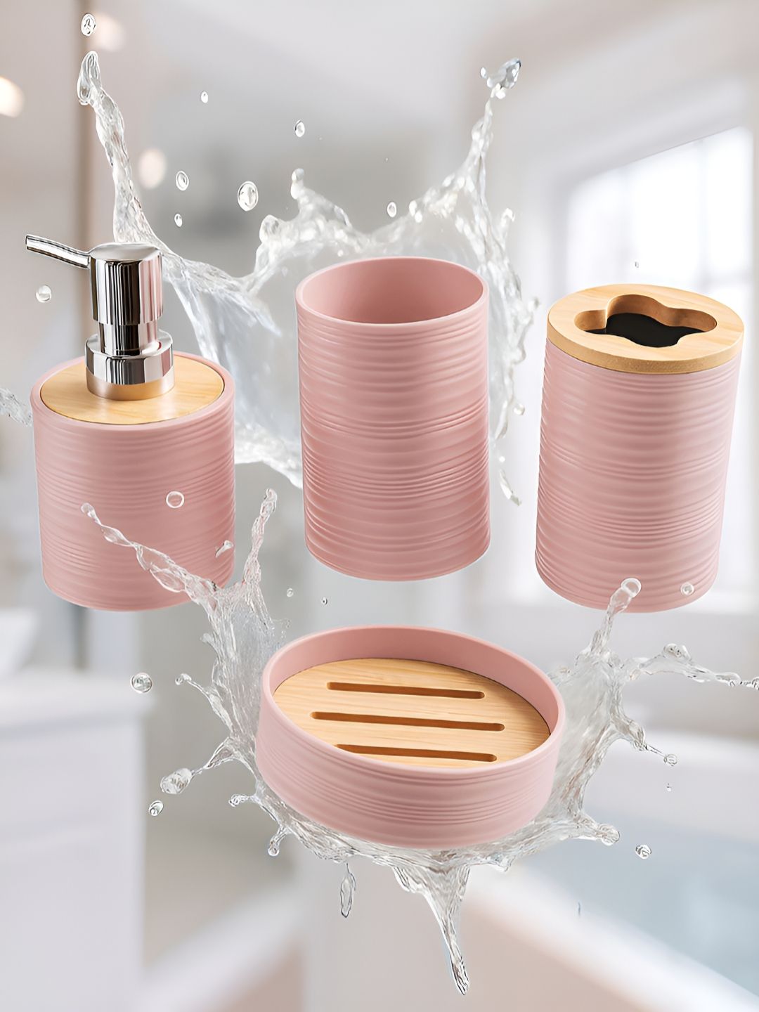 Story@home Peach-Coloured 4 piece Solid Plastic Shower Holder-image-26