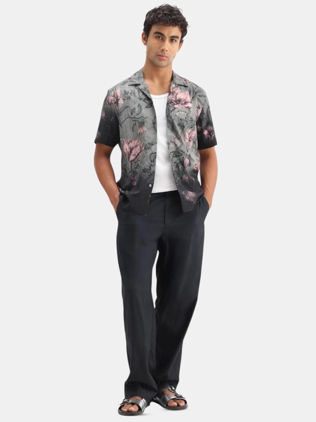RARE RABBIT Men Comfort Relaxed Fit Floral Printed Cuban Collar Casual Shirt-picture-30