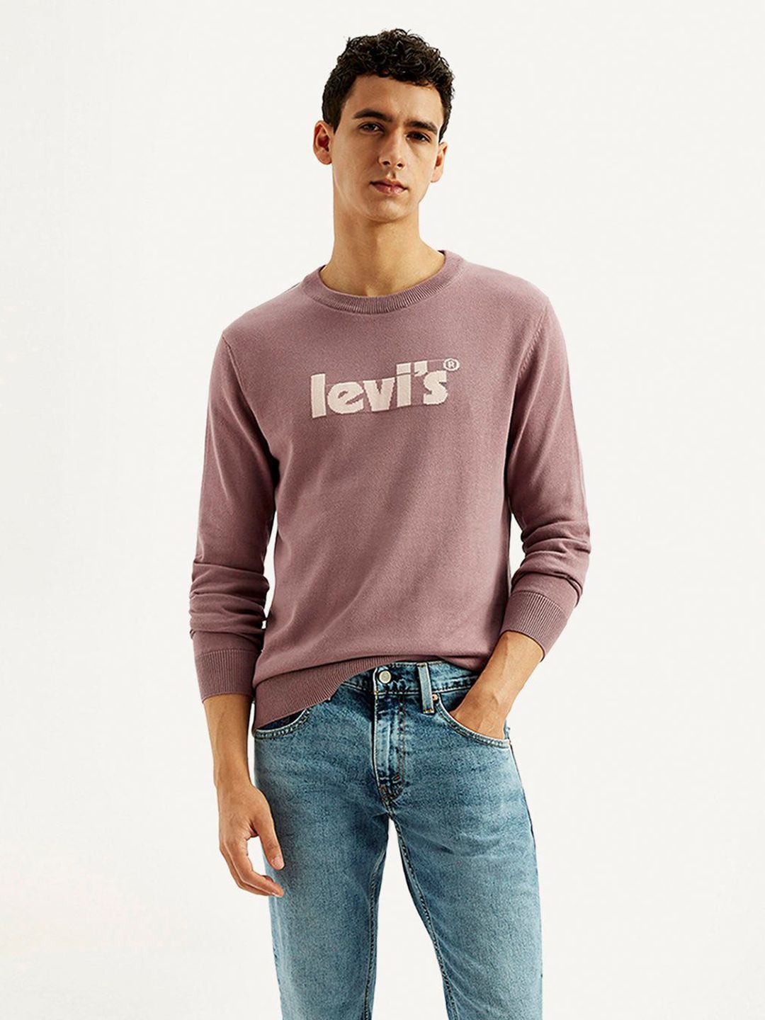 Levis Brand Logo Printed Crew Neck Cotton Pullover Sweater-picture-12