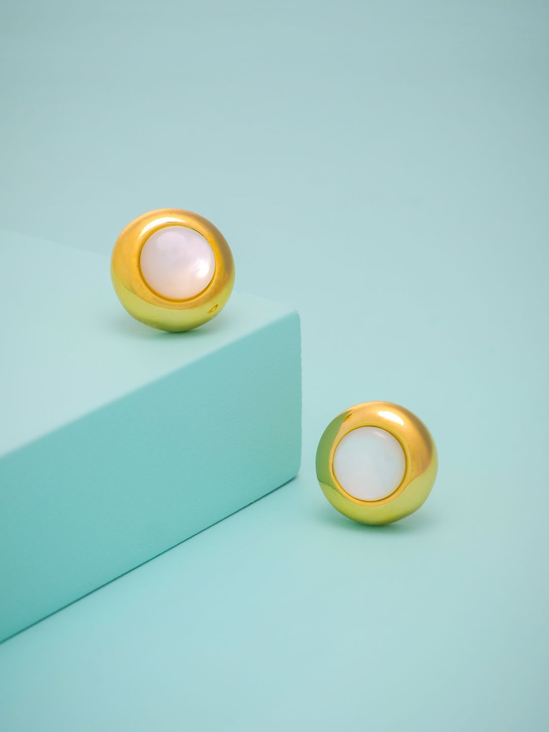 Kushal's Fashion Jewellery Gold-Plated Circular Shaped Studs Earrings-picture-18