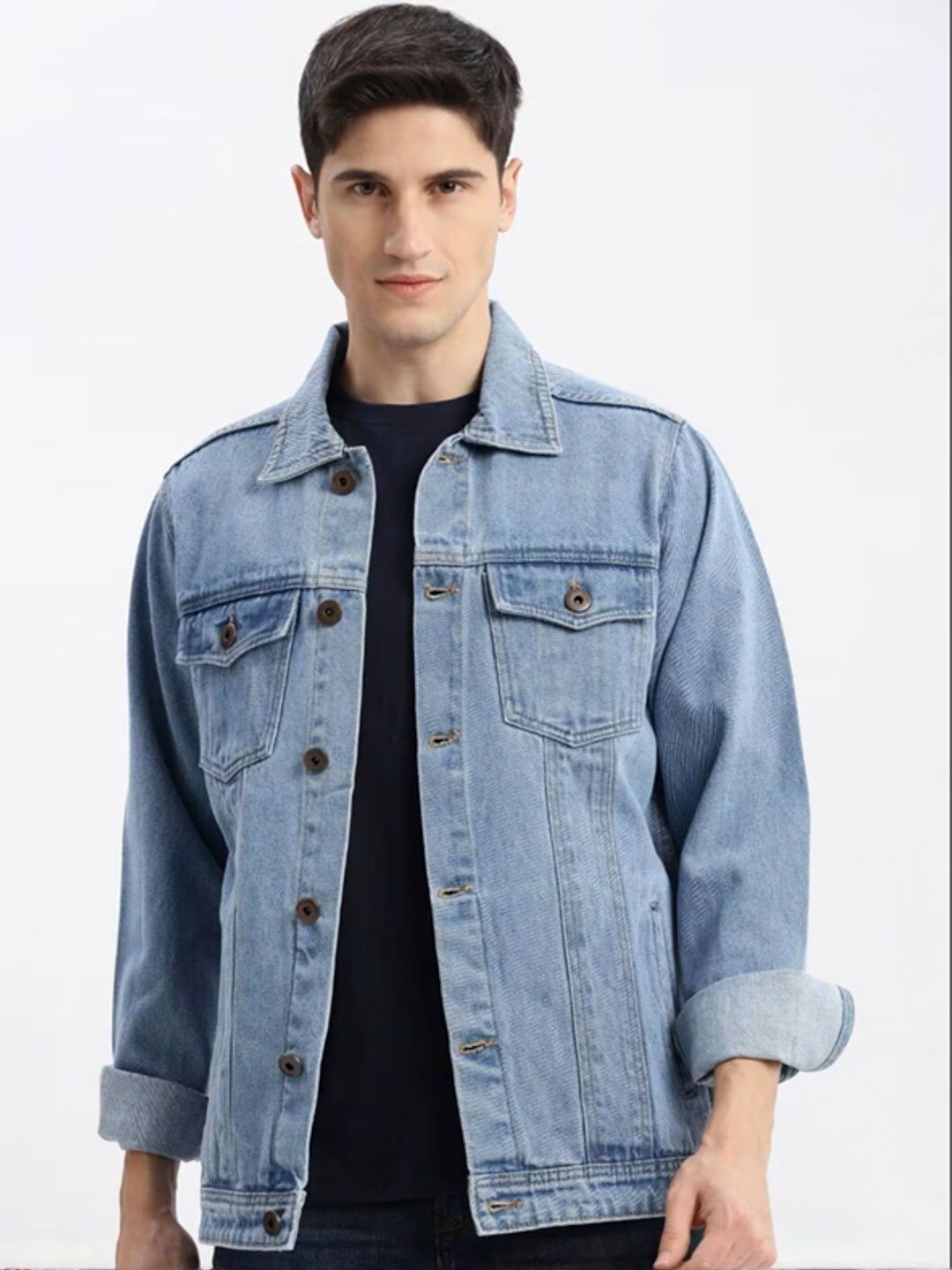 Mevan Men Regular Fit Denim Men Sky Blue Jacket-image-1