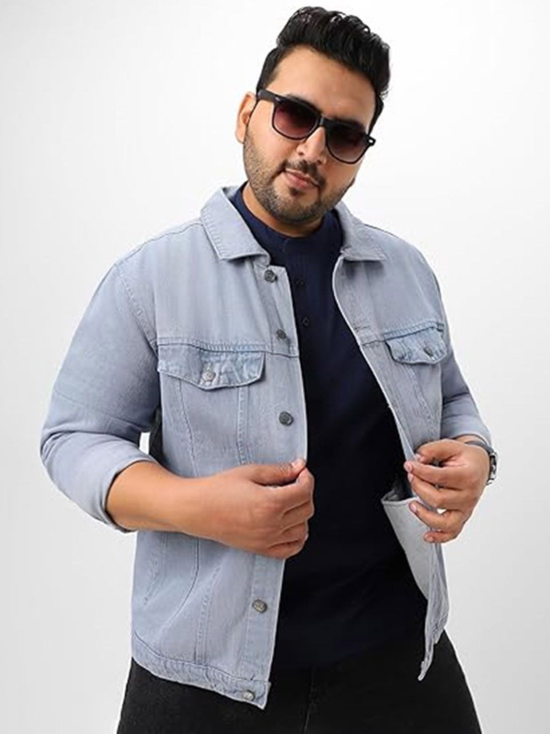 COMFITS Men Spread Collar Solid Denim Jacket-picture-17
