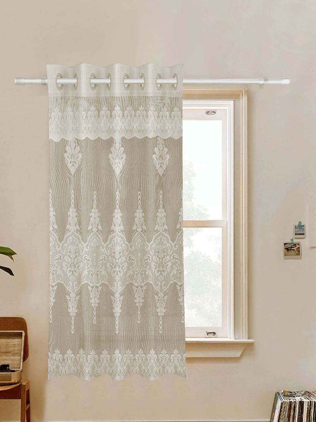 Aura White Ethnic Motifs Printed Cotton Regular Window-picture-36