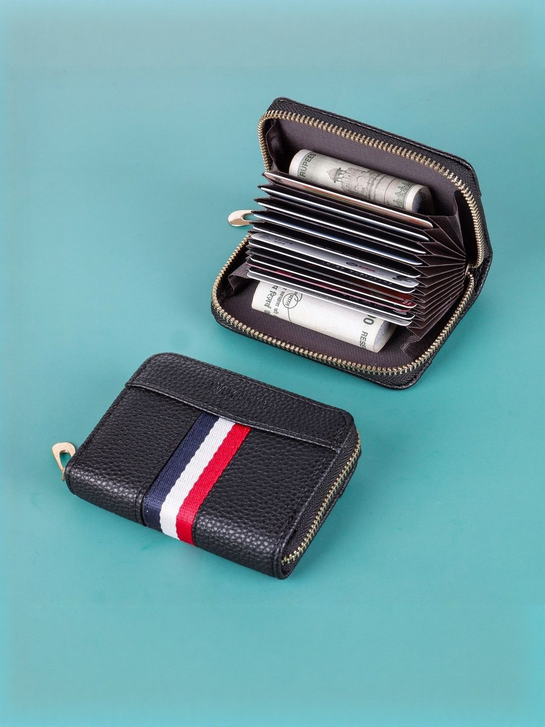 LAKSH Unisex Zip Detail Leather Card Holder-picture-17