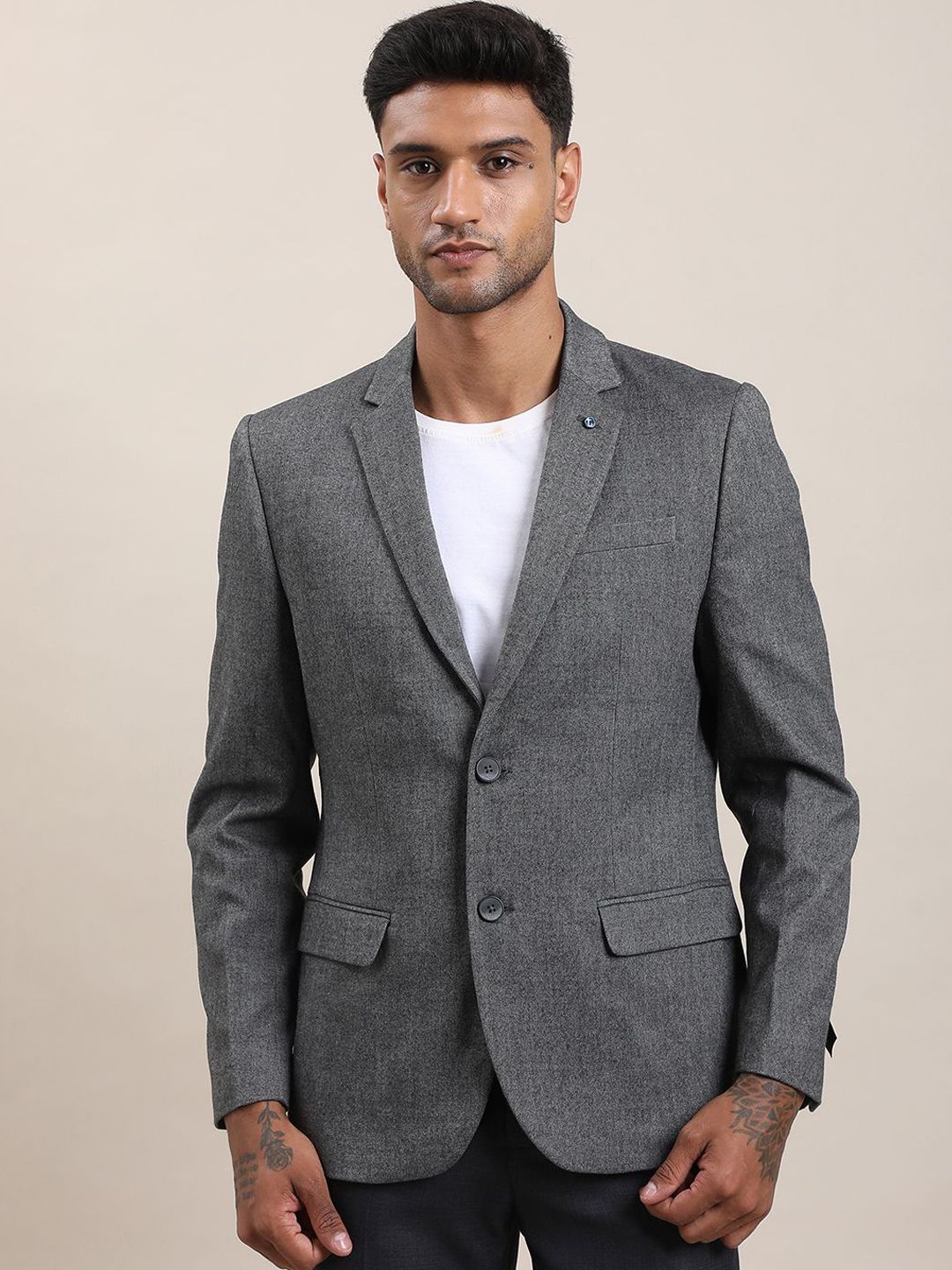 Turtle Self Design Single-Breasted Formal Blazers-image-3