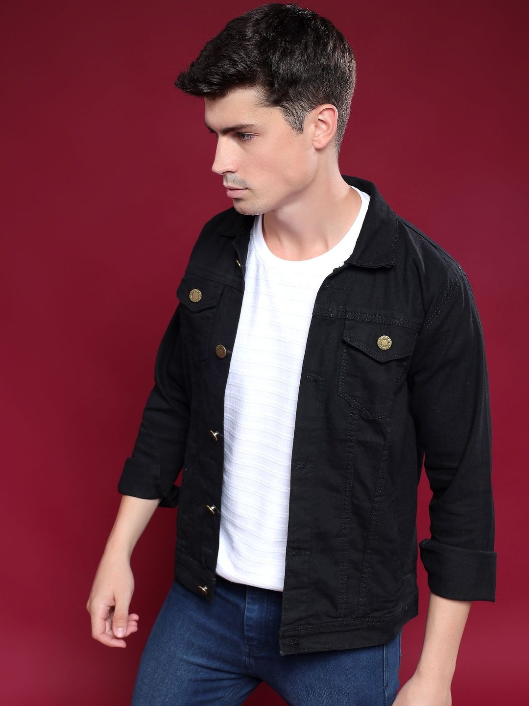Mevan Men Black Regular Fit Denim Jacket-picture-18