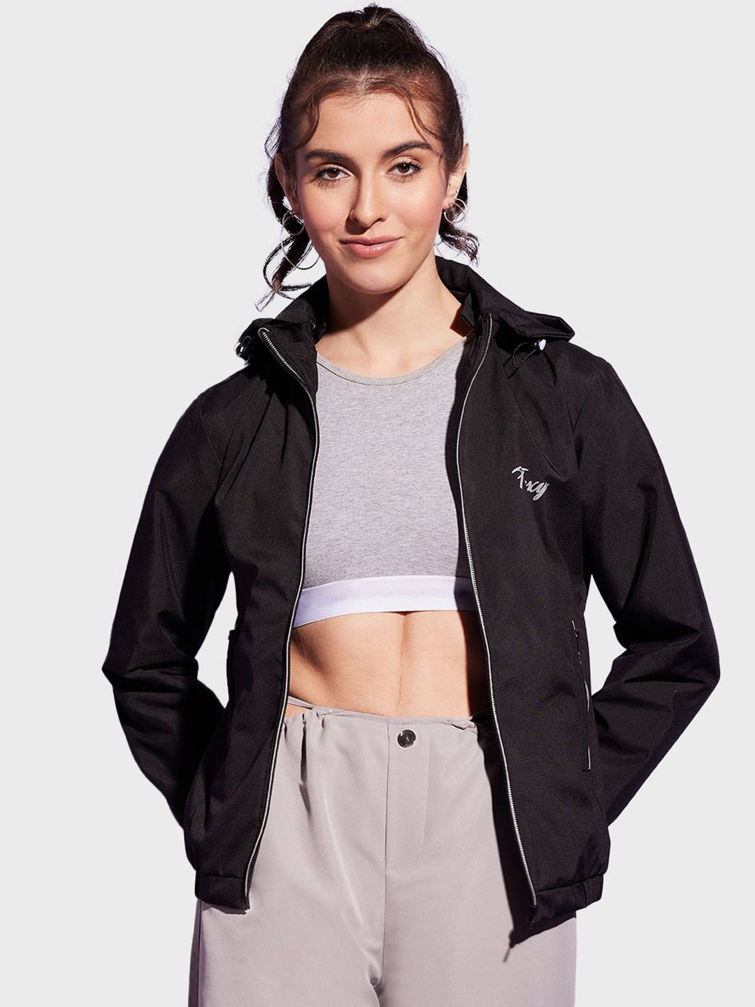 BUY NEW TREND Women Hooded Solid Windcheater Sporty Jacket-picture-18