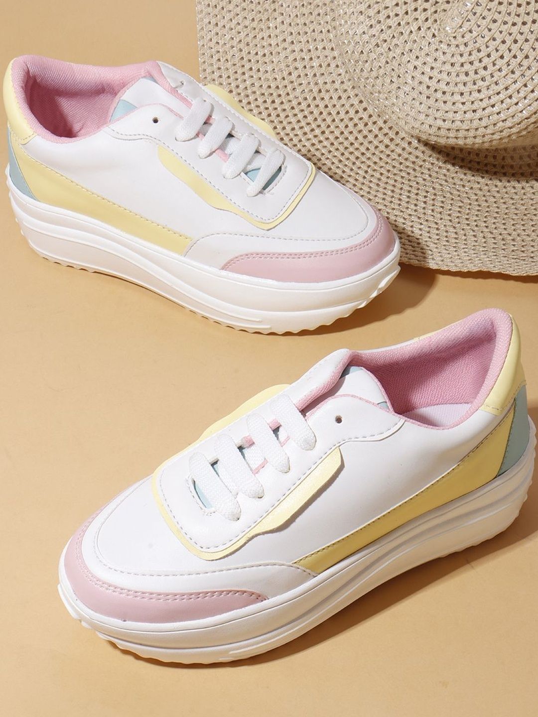 Kook N Keech Women Round Toe Colourblocked Lace-Ups Sneakers-picture-25