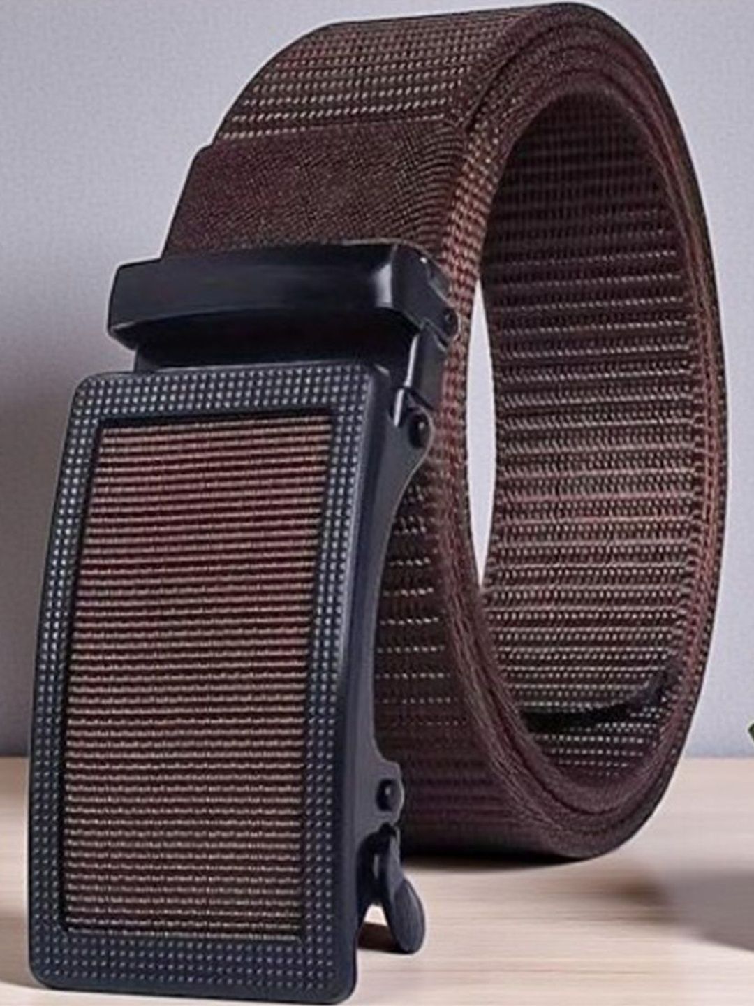Roadster Men Woven Design Slider Buckle Canvas Formal Belt-image-4