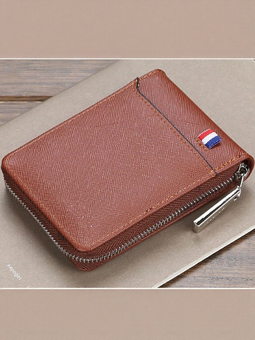 LAKSH Unisex Zip Detail Leather Card Holder-picture-10