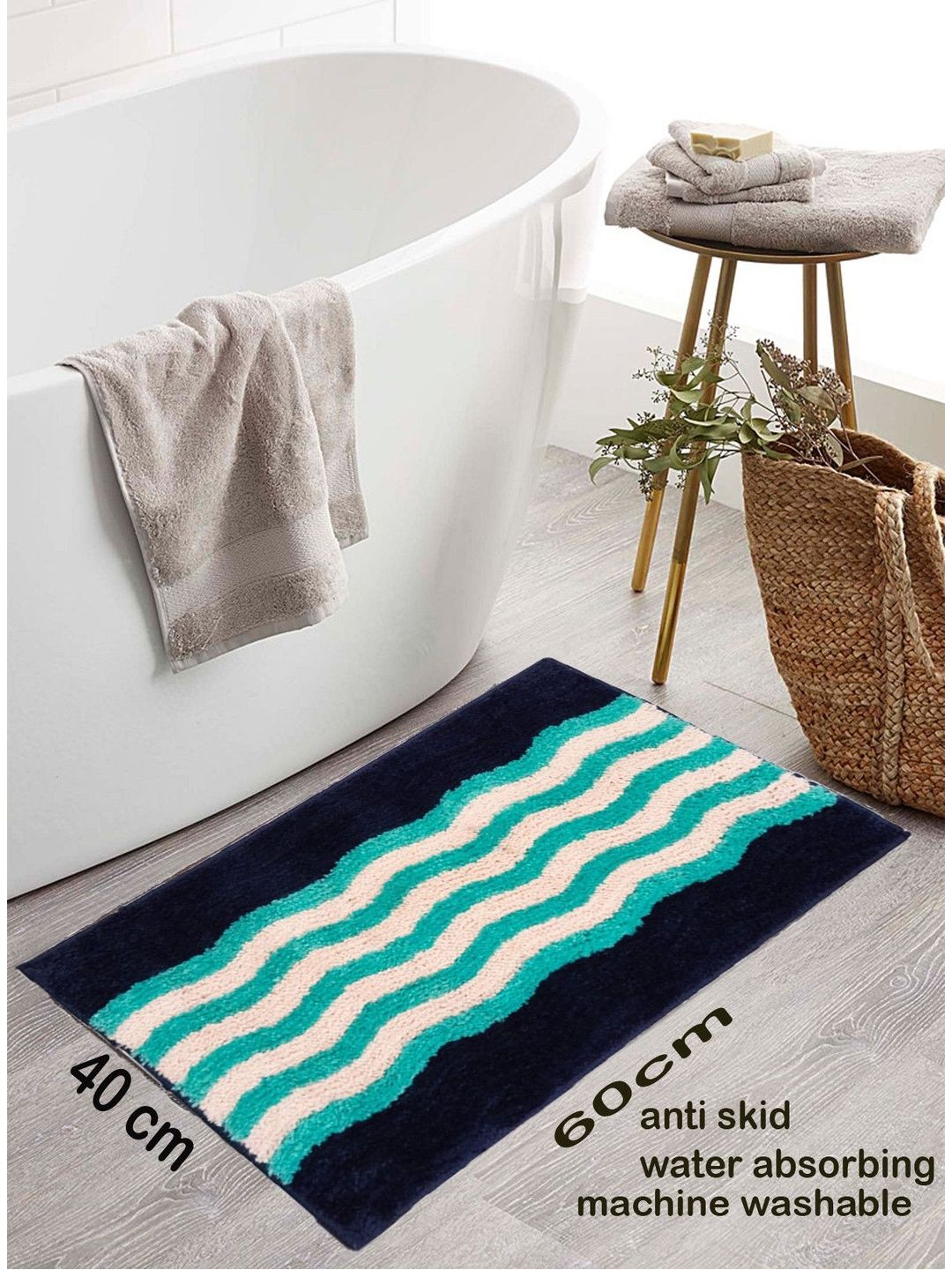 IVAZA Blue Microfibre 1400 GSM Bath Rugs-picture-11