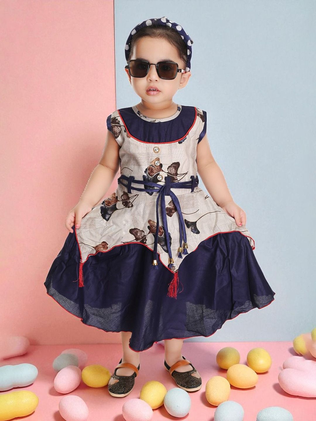 NEW GEN Girls Floral Printed A-Line Midi Dress-image-12