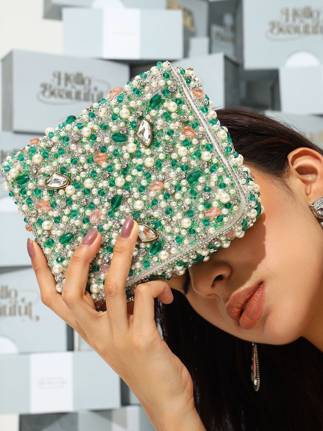 THE TAN CLAN Embellished Gigi Foldover Clutch-picture-10