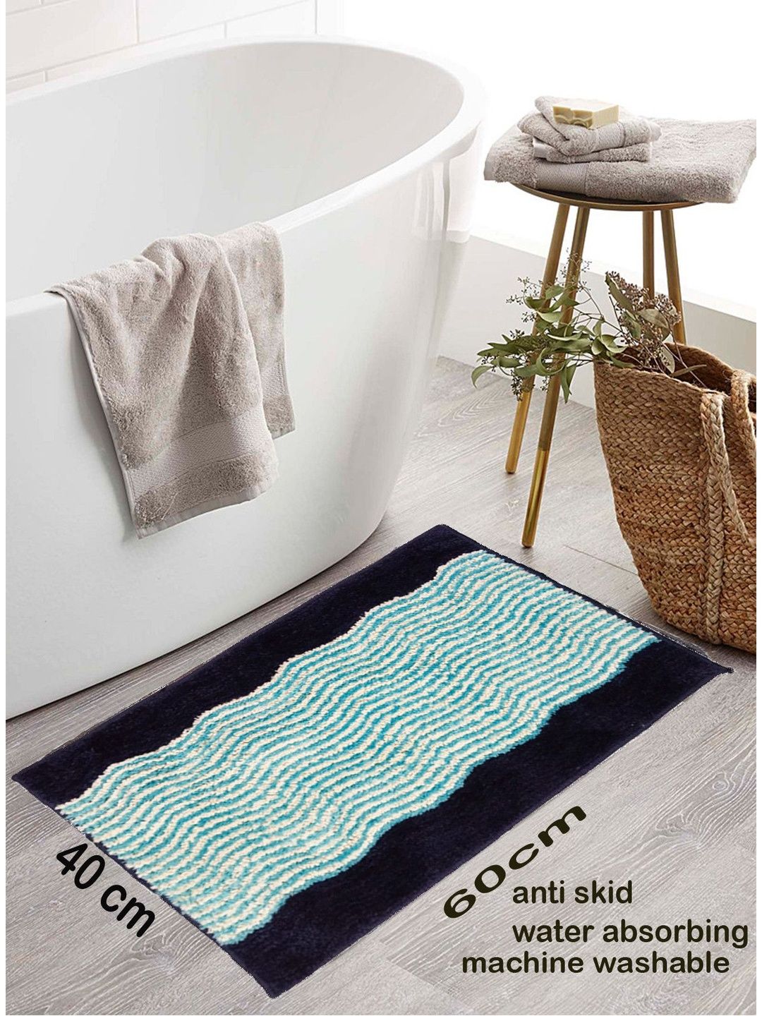IVAZA Blue Microfibre 1400 GSM Bath Rugs-picture-14