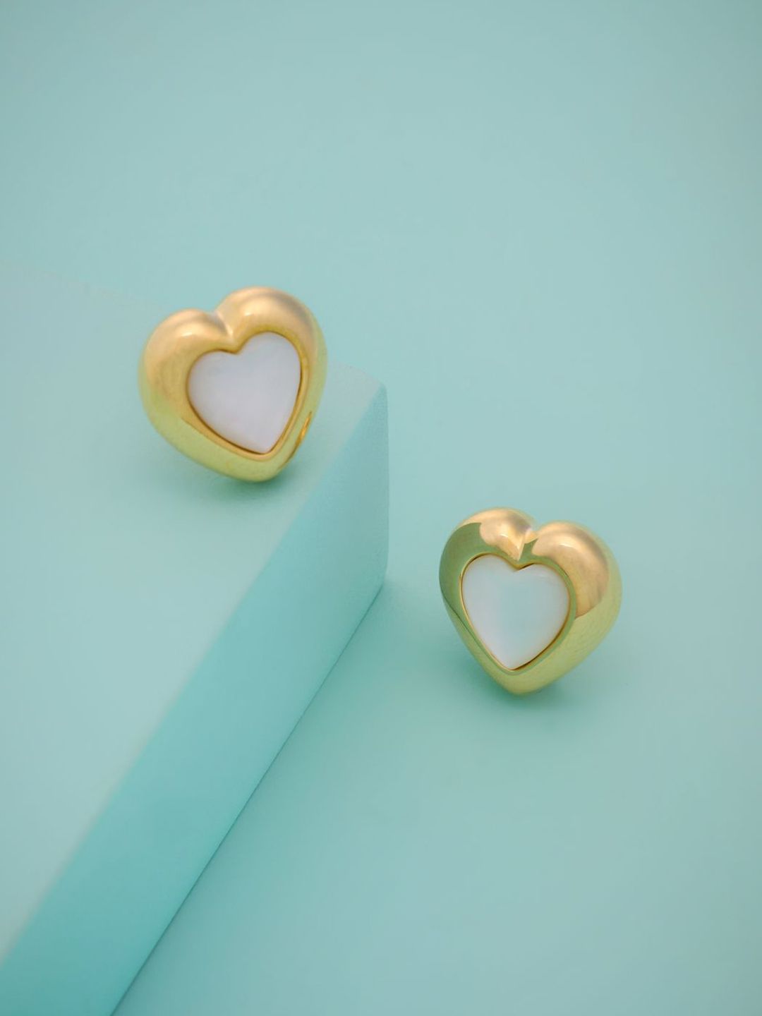 Kushal's Fashion Jewellery Gold-Plated Heart Shaped Zircon Studded Studs Earrings-picture-21