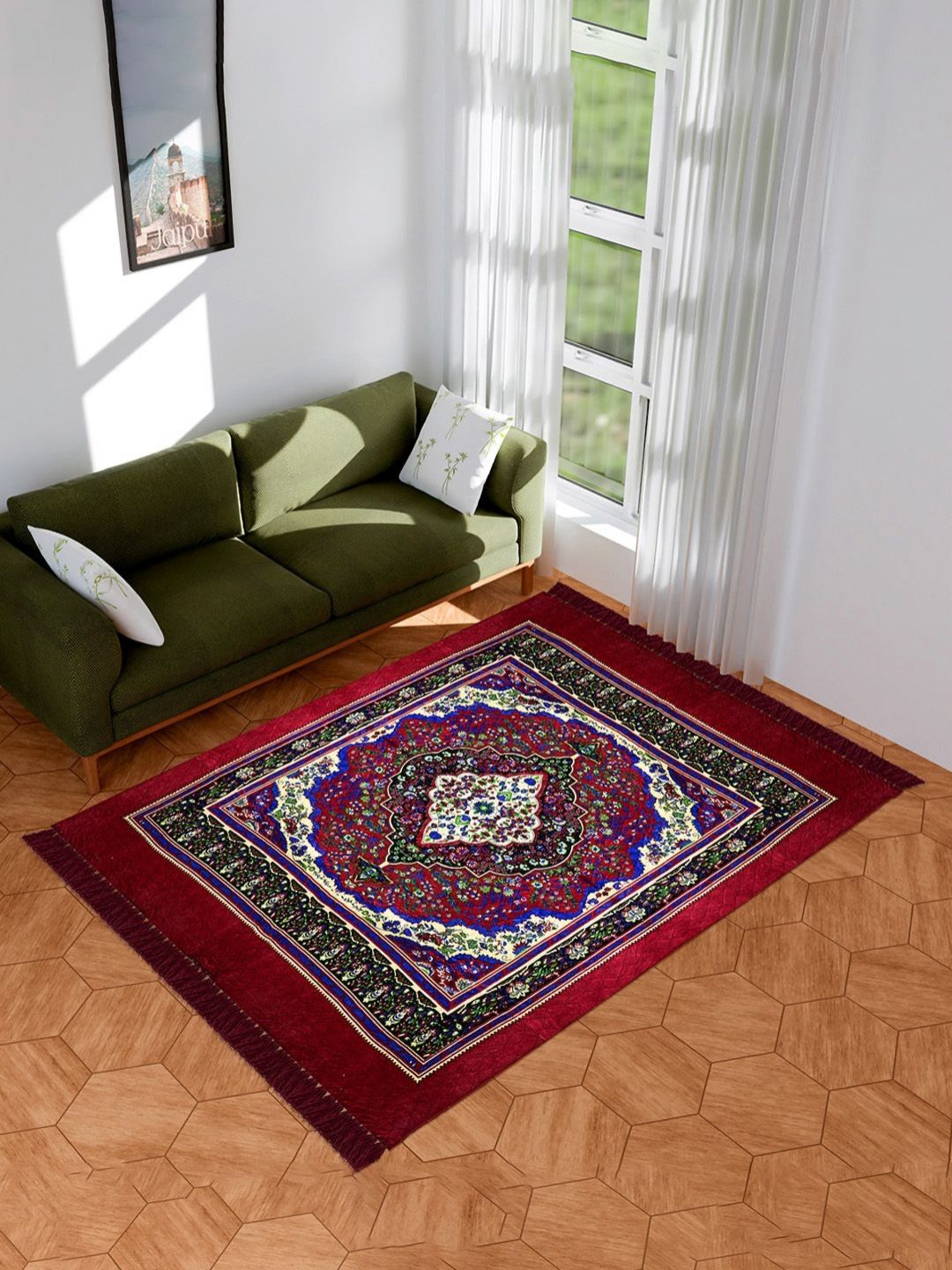 Aura Maroon Ethnic Motifs Anti-Skid Other Carpet-picture-34