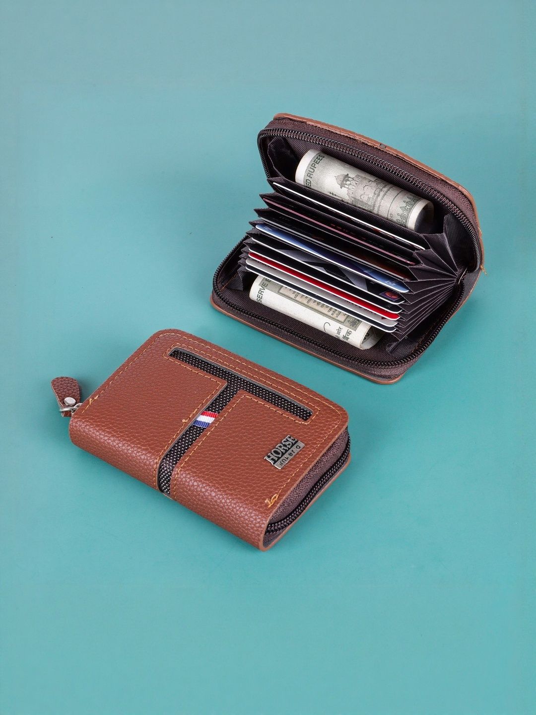 LAKSH Unisex Brown Leather Zip Detail Card Holder-picture-44