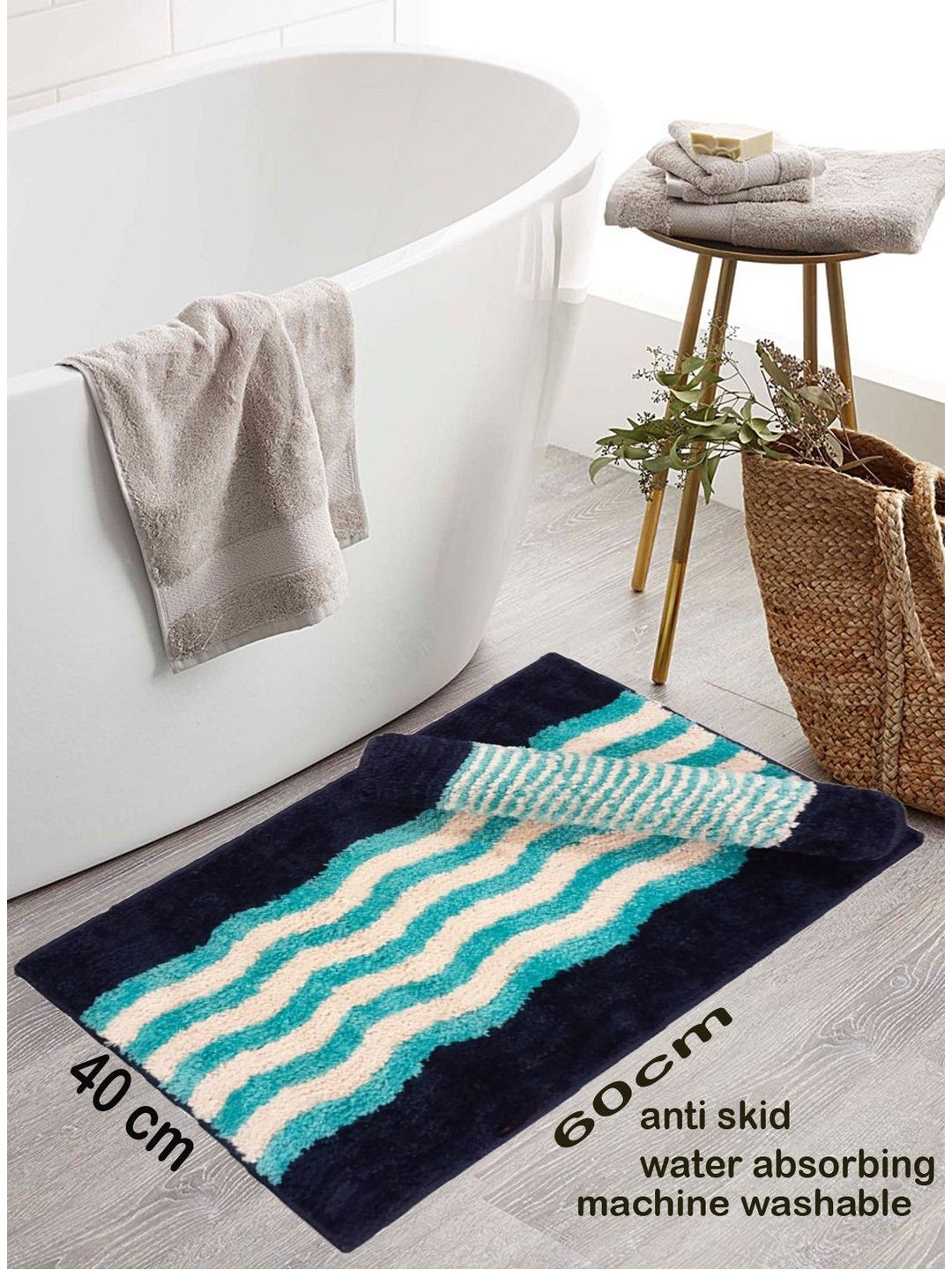 IVAZA Blue Microfibre 1400 GSM Bath Rugs-picture-17