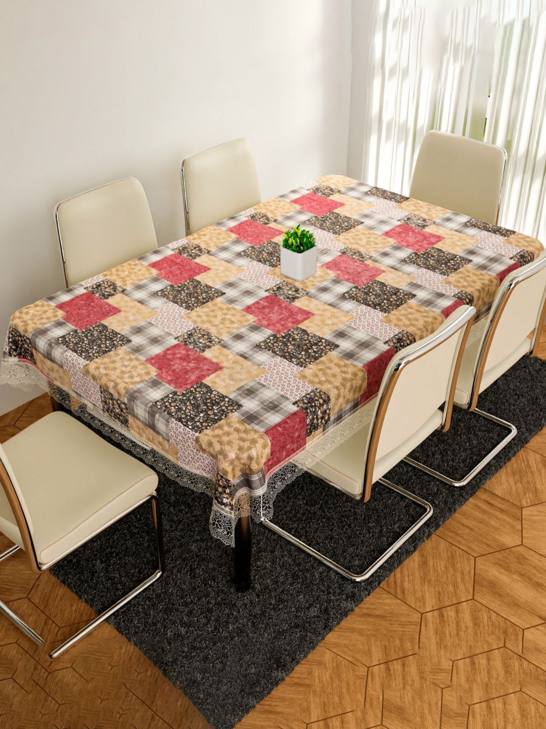 Aura Black & White Printed Anti-Skid 6-Seater Table Cover-picture-40