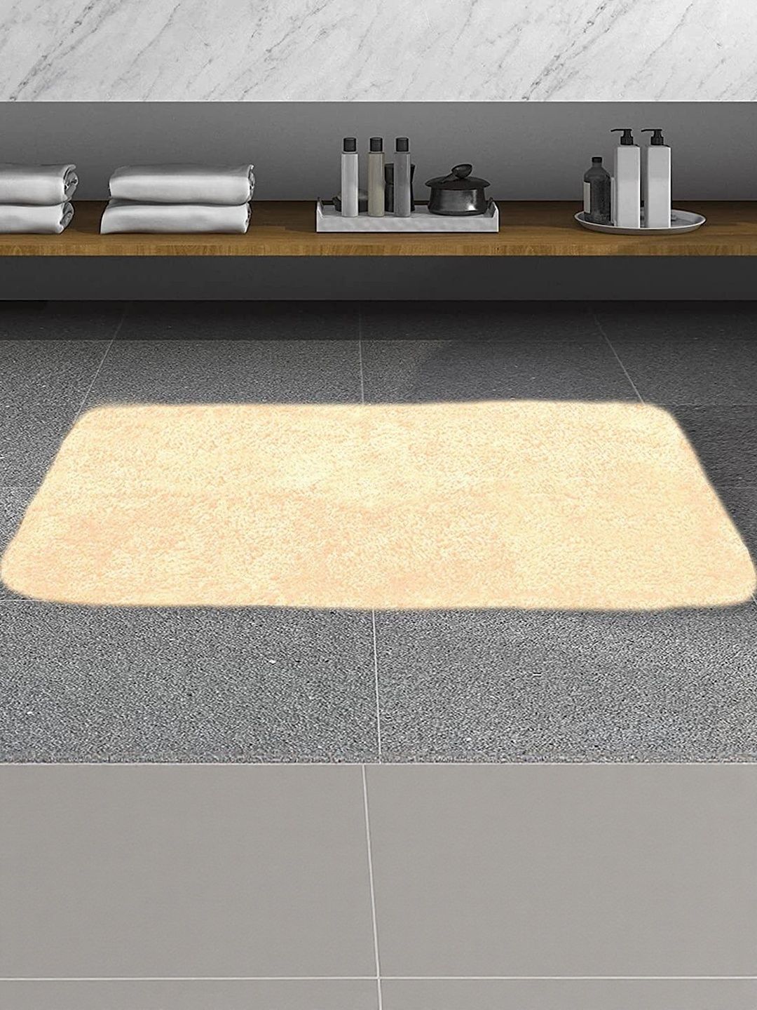RJVT Beige Microfibre 1400 GSM Bath Rugs-image-10
