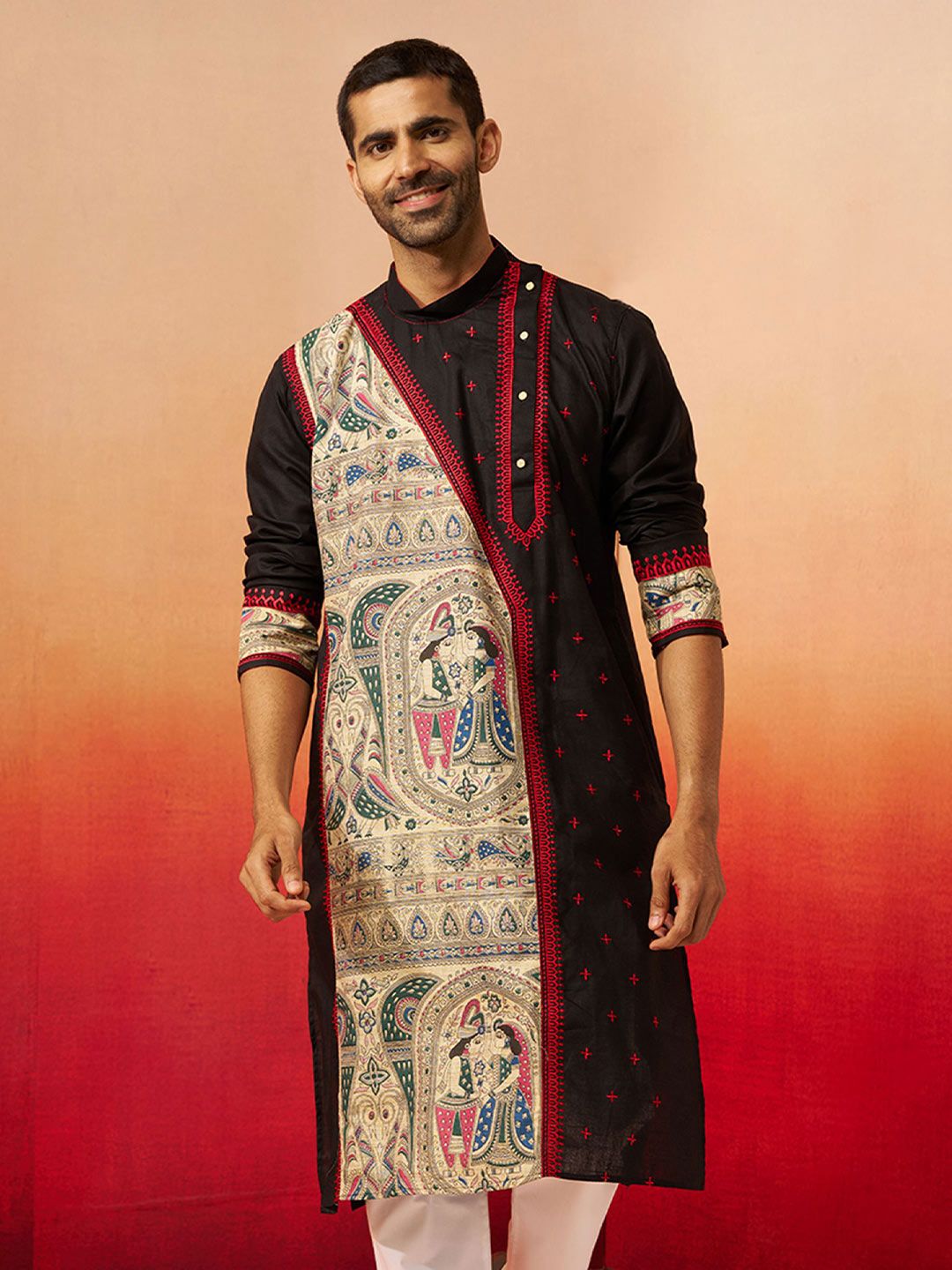 VASTRAMAY Men Geometric Printed Thread Work Kurta-picture-33