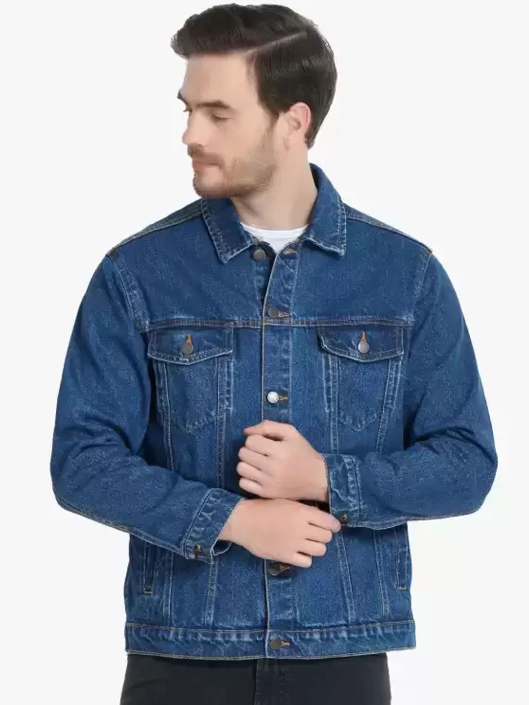 COMFITS Men Spread Collar Solid Denim Jacket-picture-18
