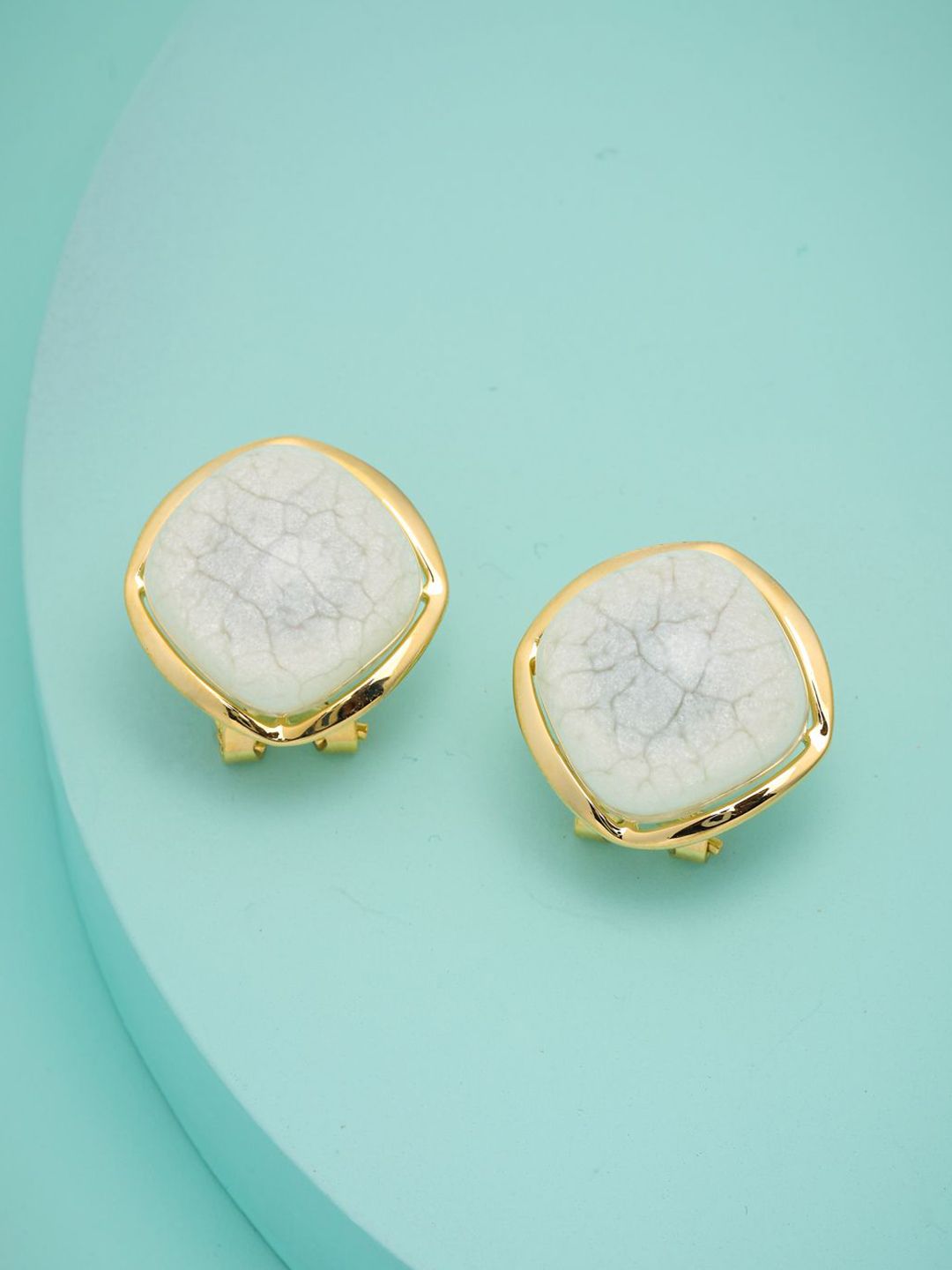 Kushal's Fashion Jewellery Gold-Plated Diamond Shaped Artificial Stones Studs Earrings-picture-35