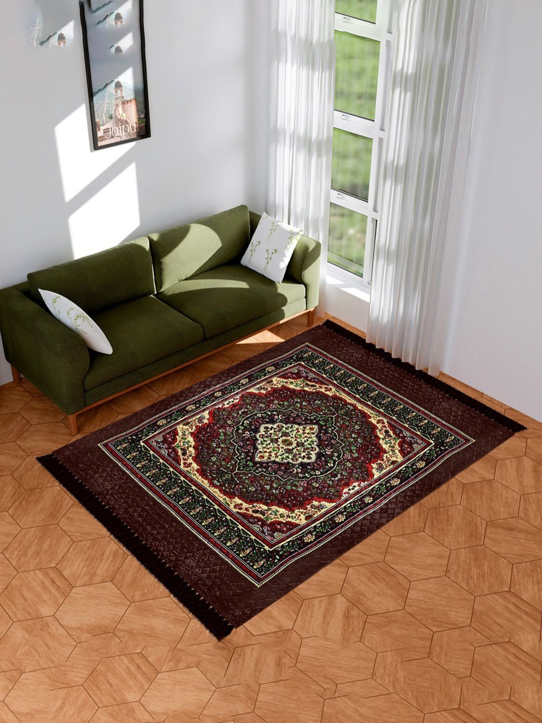 Aura Brown Ethnic Motifs Anti-Skid Other Carpet-picture-51