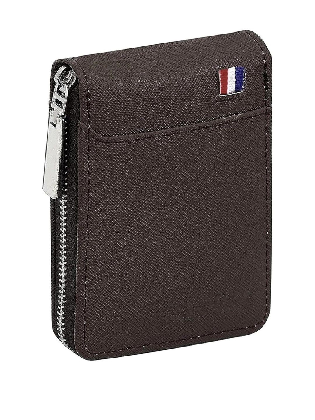 LAKSH Unisex Brown Zip Detail Leather Card Holder-picture-46
