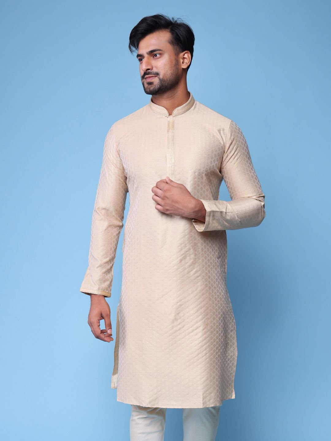 AURIK Men Ethnic Motifs Printed Festive Silk Straight Kurta-picture-14