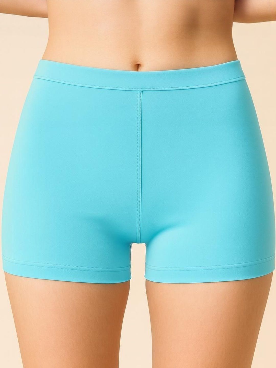 UllasPemium Women Blue Slim Fit Mid Rise Breathable Cotton Thigh Length Cycling Shorts-picture-7