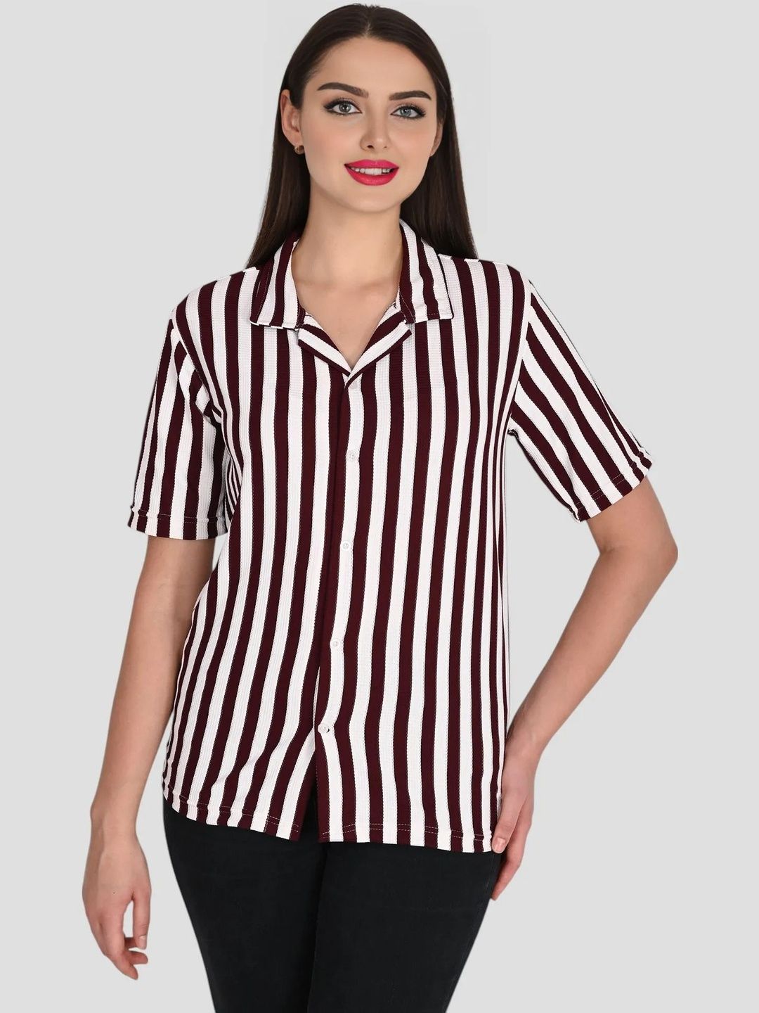 WANQUILA Striped Cotton Half Sleeve Shirt Style Top-picture-48