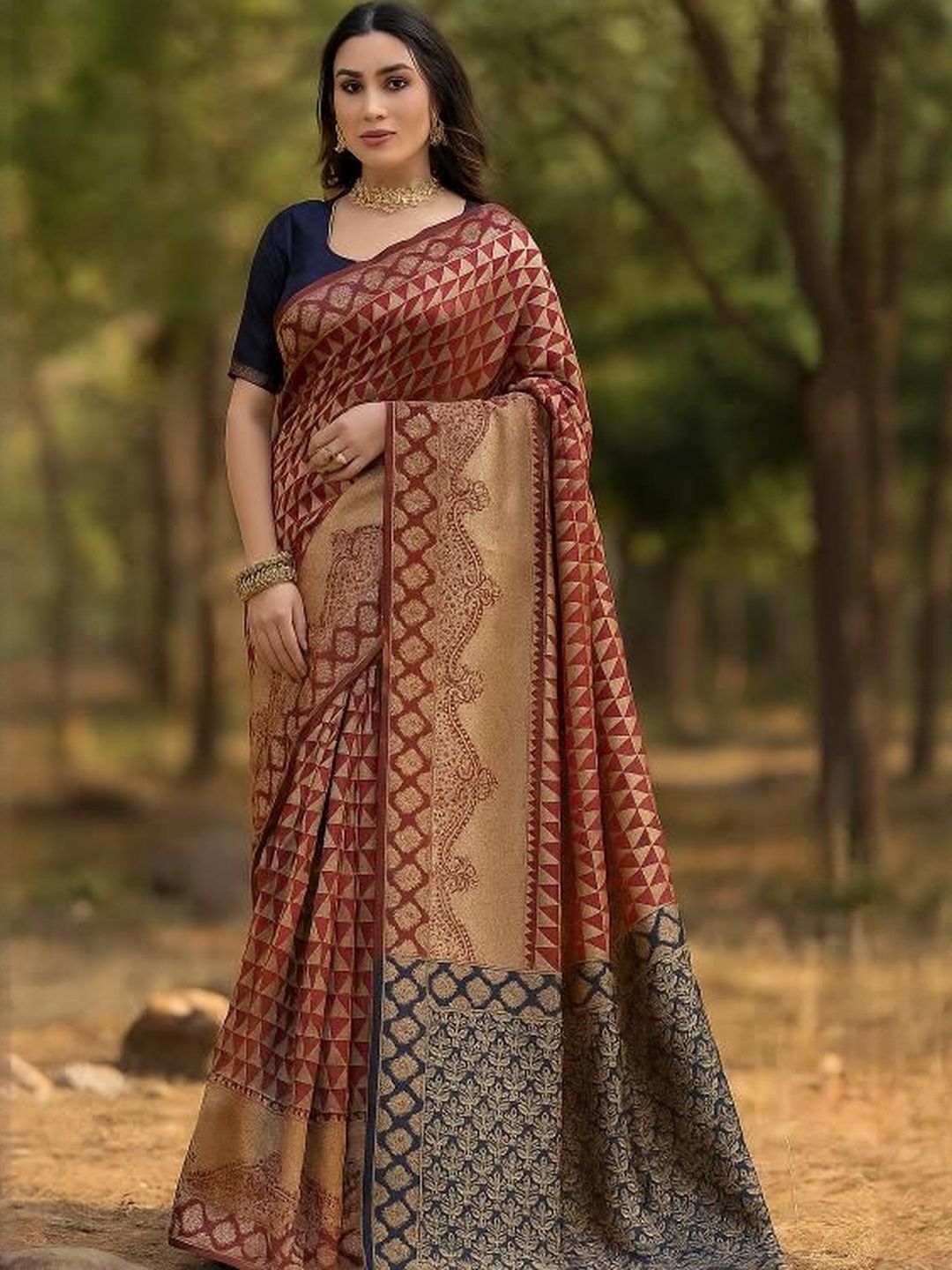 Moda Rapido Maroon Woven Design Silk Cotton Kanjeevaram Sarees-picture-15