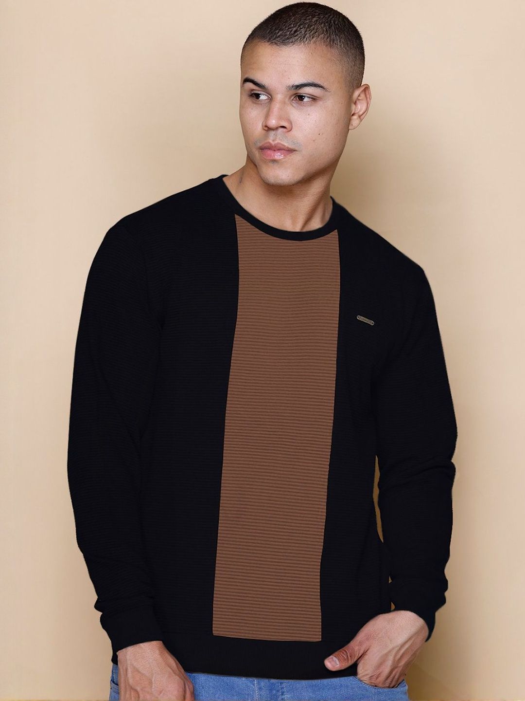 MOUNTAIN COLOURS Men Colourblocked Long Sleeve Pullover Sweatshirt-picture-41