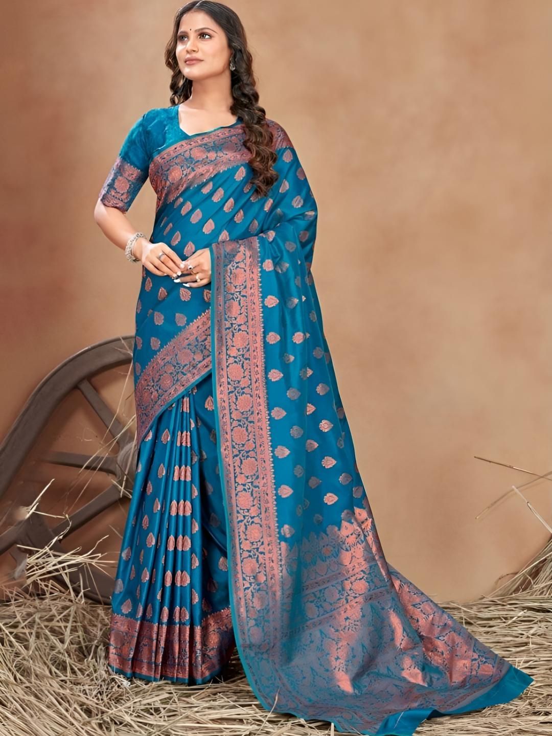Shriyangan Floral Woven Design Zari Pure Silk Kanjeevaram Saree-picture-22