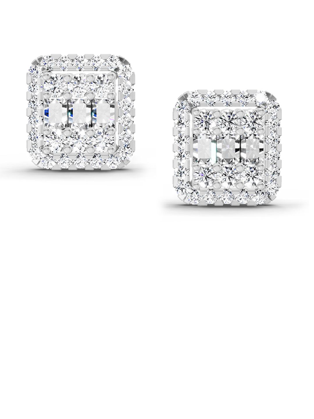 Sparkles 14K White Gold Lab Grown Diamond 0.45 Carat Baguette Diamond Cluster Earrings-picture-22