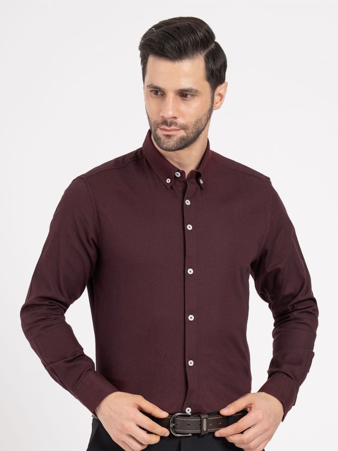 Red Tape Men Slim Fit Solid Button-Down Collar Pure Cotton Formal Shirt-picture-34