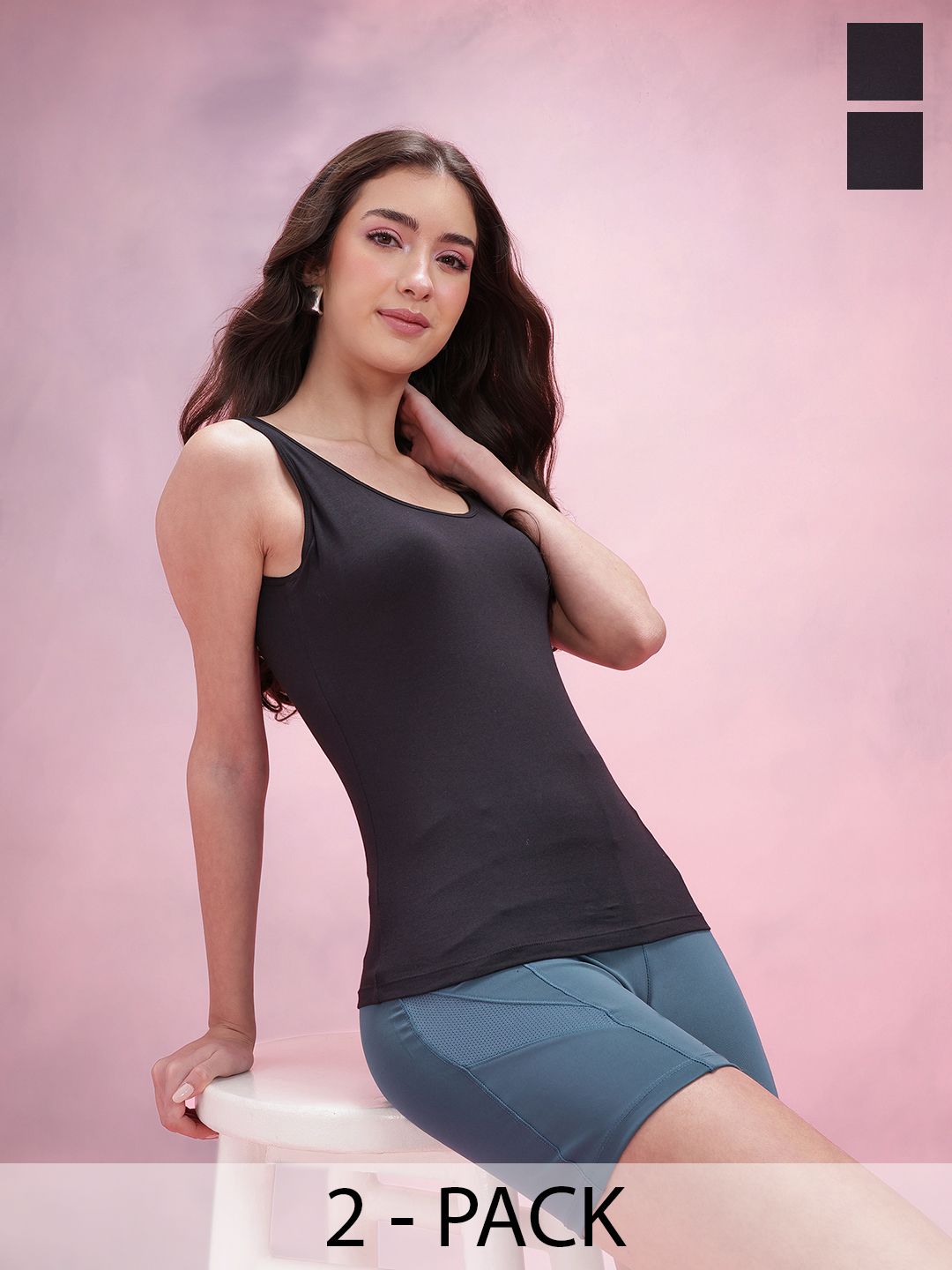 DressBerry Pack of 2 Lightly Padded Camisoles-image-18