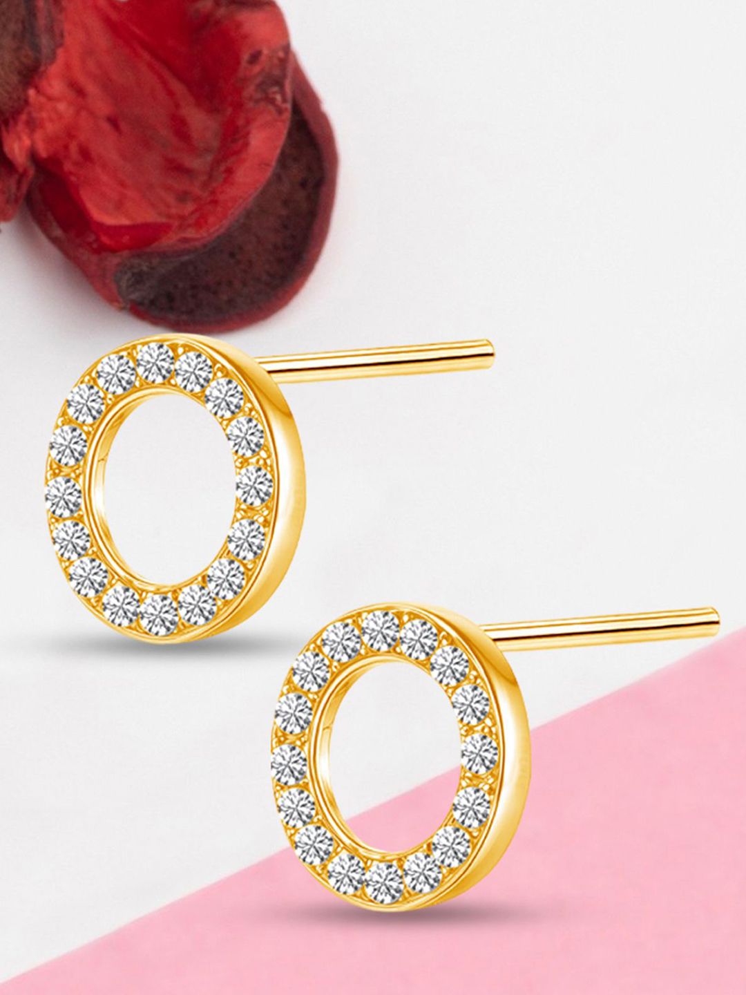 VAMA Gold-Plated Crystals Studded Circular Shaped Studs-picture-36