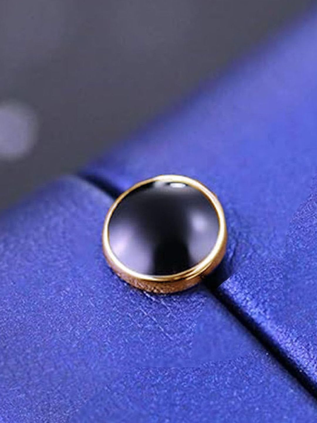 VAMA Men Set Of 3 Stainless Steel Gold-Plated Circular Enamelled Studs-picture-26