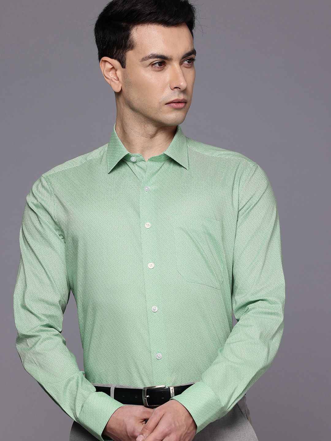 Louis Philippe Pure Cotton Geometric Printed Slim Fit Formal Shirt-picture-18