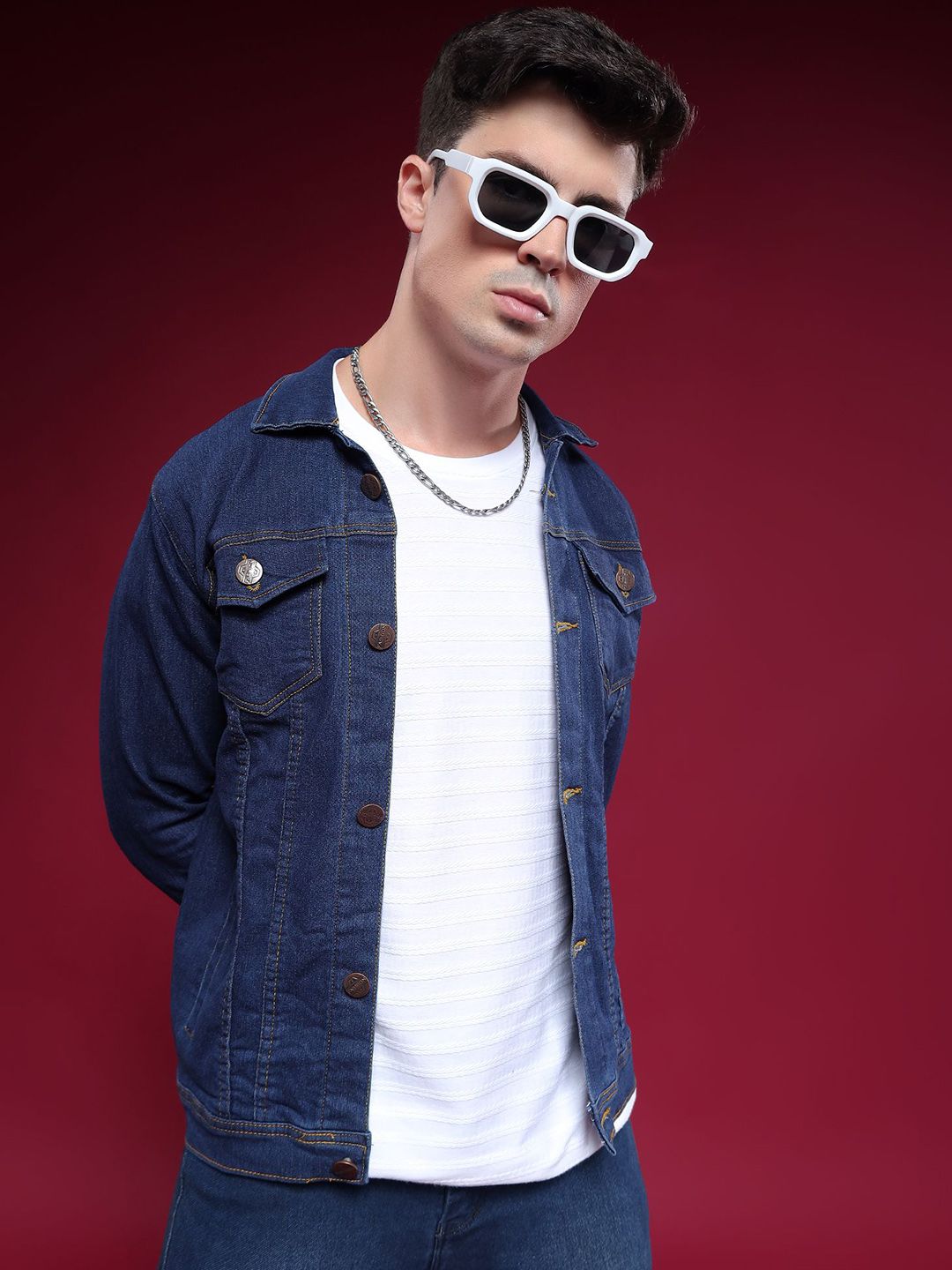 COMFITS Men Spread Collar Solid Denim Jacket-picture-32
