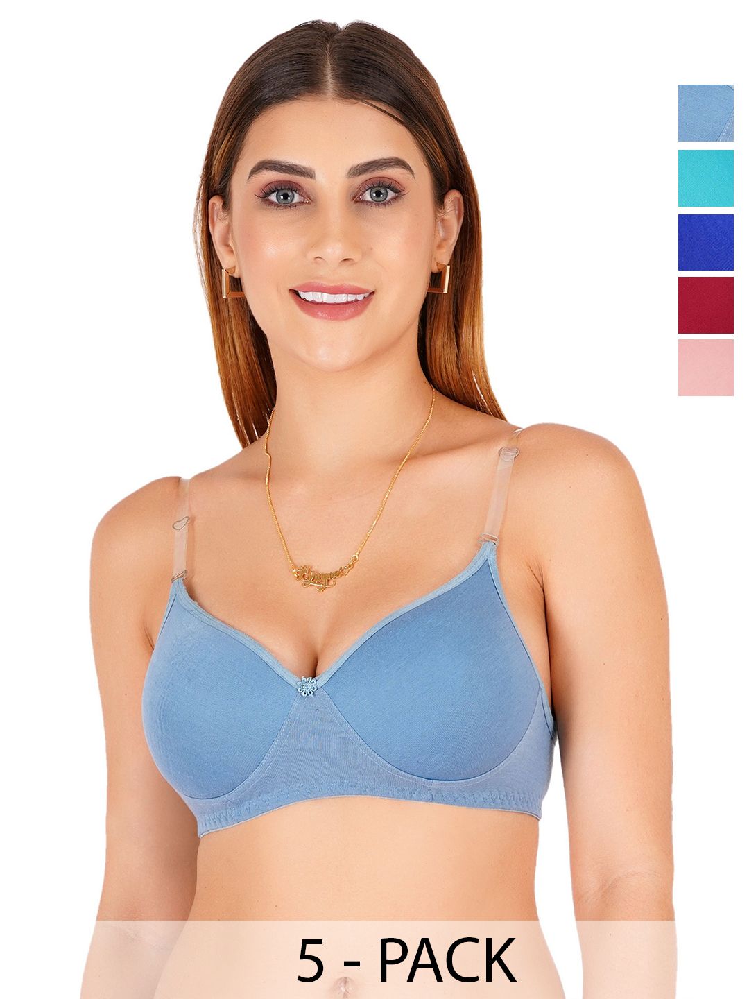 Liigne Pack Of 5 Full Coverage Lightly Padded T-shirt Bra-picture-32
