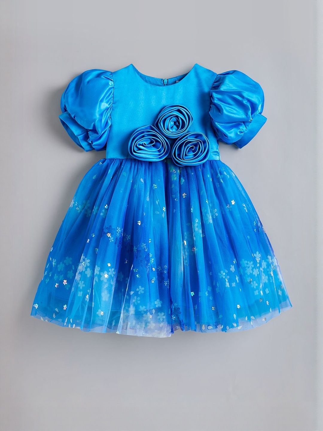 Floral Puff Sleeve Party Dress-image-0
