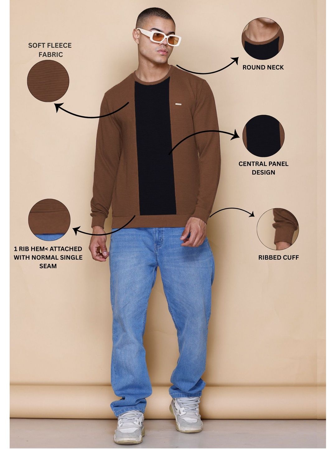 MOUNTAIN COLOURS Men Colourblocked Pullover Sweatshirt-picture-26