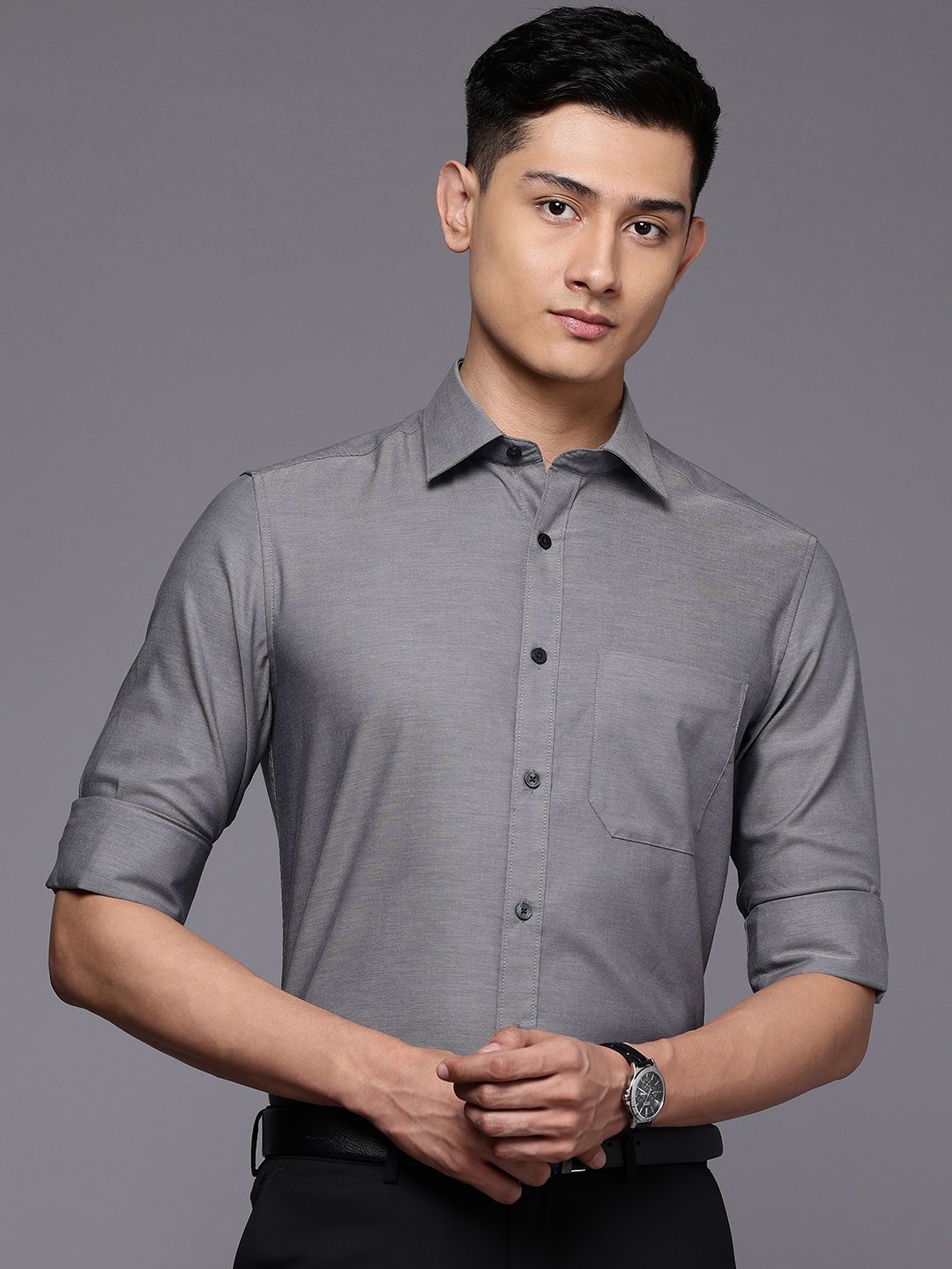 Louis Philippe Men Classic Fit Easy to Iron Premium Cotton Full Sleeve Formal Shirt-picture-12