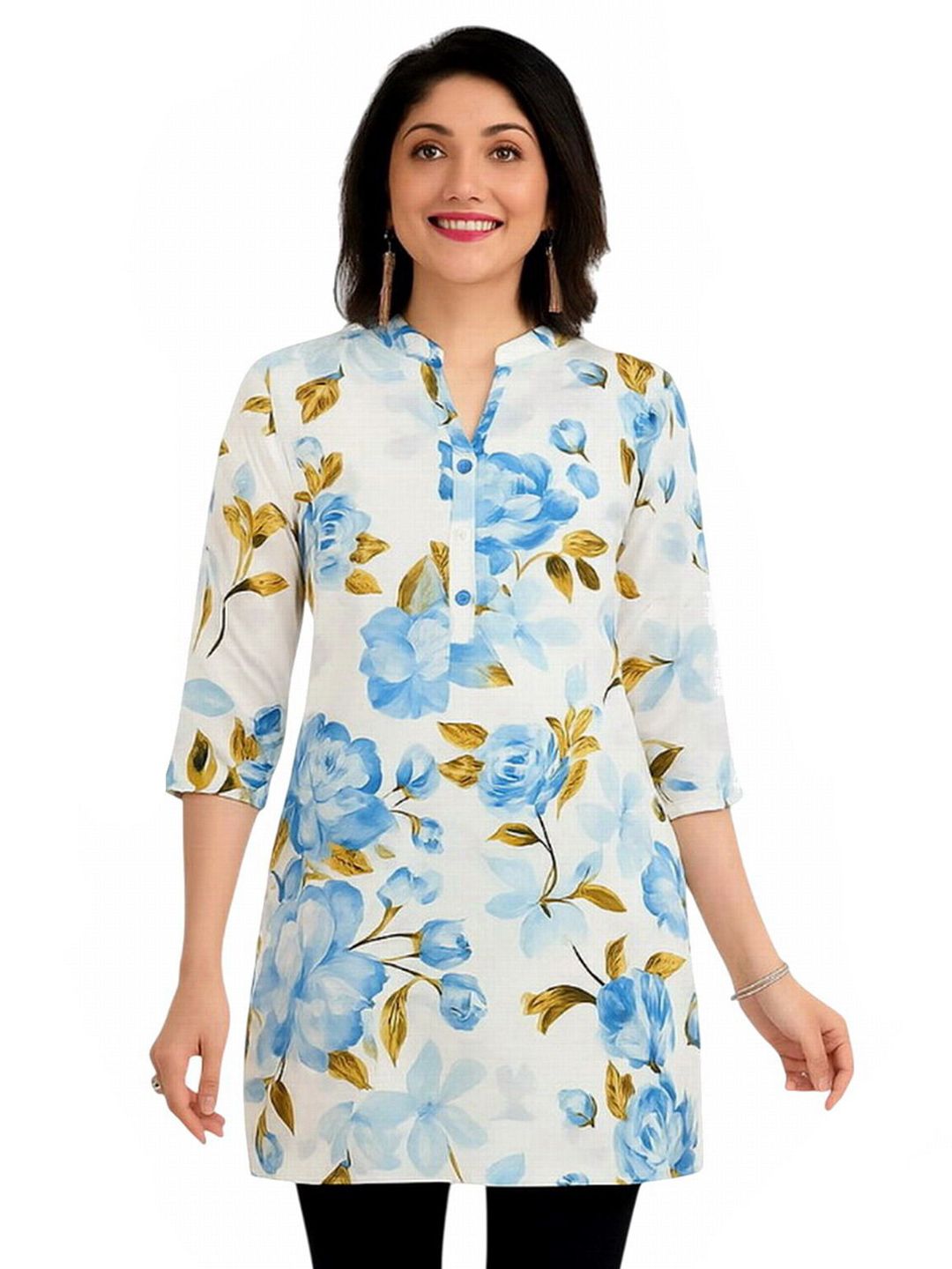 Meher Impex Women Floral Printed Mandarin Collar Straight Kurti-picture-10