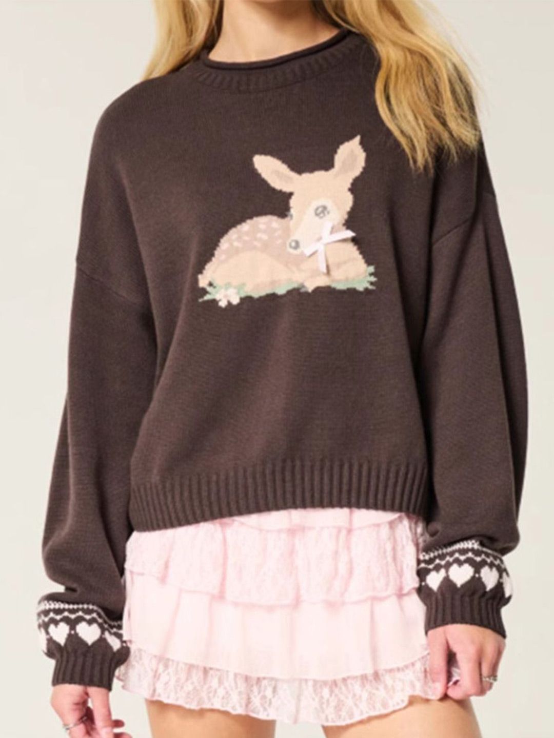 bebe Women Self Design Round Neck Long Sleeves Pullover Sweater-picture-36