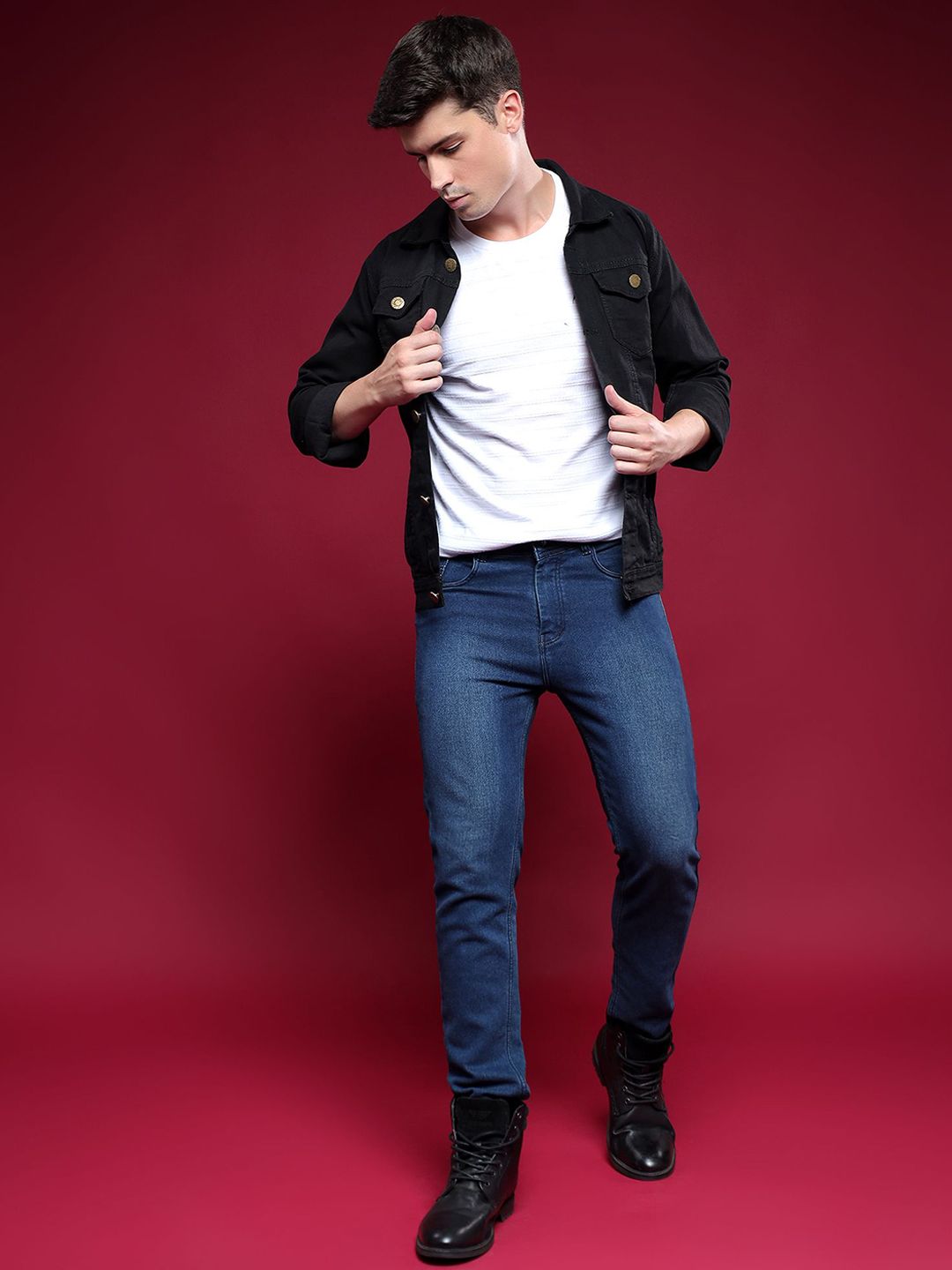 COMFITS Men Spread Collar Solid Denim Jacket-picture-26